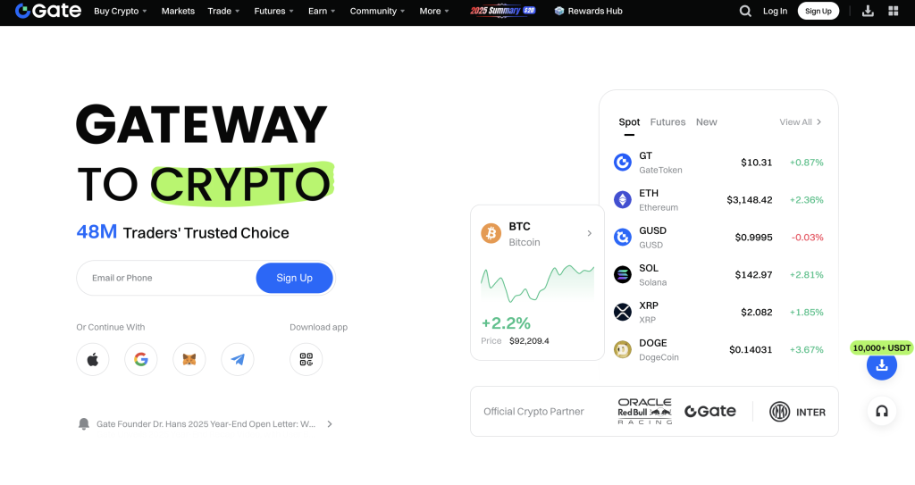 First Screen Gate.io